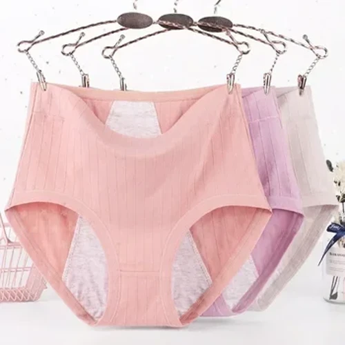 Briffiau XL-6XL Tanfwyr Mislif Plus Maint Panties Cotwm ar gyfer Mislif Gwasgedd Uchel Gollyngiad Prawf Cyfnod Ffisiolegol Pants