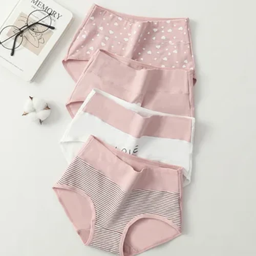 4 Quần Lót Nữ Cao Cấp Plus Kích Thước Quần Lót In Hình Thời Trang Bé Gái Quần Đùi Cotton Thoáng Khí Quần Quần Lót Nữ
