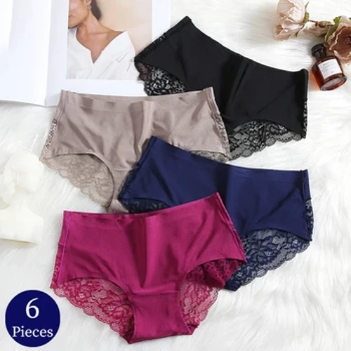 TrowBridge 6 Cái/bộ Quần Lót Nữ Tinh Tế Quần Lót Ren Lụa Satin Gợi Cảm Quần Đùi Nữ Plus Kích Thước Thoải Mái Quần Lót