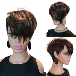 Parrucca afro-americana per capelli sintetici HAIRJOY ​​Parrucche corte diritte miste nere marroni per donne nere