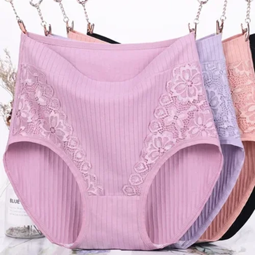 Lankapuuvilla Plus Size Naisten Alushousut Pitsi korkea vyötärö Äidin Ylisuuret alushousut