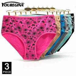 Người Phụ Nữ Quần Lót Nữ Plus Kích Thước Quần Đùi In Quần Lót Cotton Gợi Cảm Quần Lót Thoải Mái Thoáng Khí Knicke 2xl 3xl 4xl 3 cái/lốc