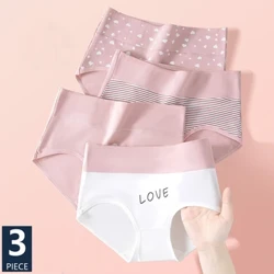 3st hög midja bomull damtrosor Body Slimming Underkläder Modetryck Tjejer Trosor Plus Size Söt trosa Damunderkläder