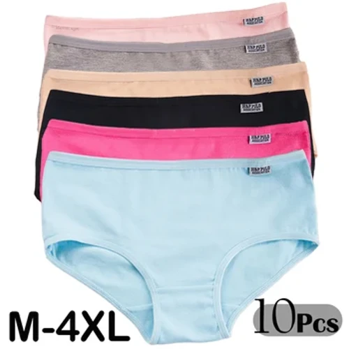 Panties Maint 10Pcs/Lot Plus ar gyfer Merched Dillad Isaf Cotwm Briffiau Anadlu Merched Waist Ganol Merched Di-dor Merched Lingerie Sexy