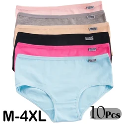Panties Maint 10Pcs/Lot Plus ar gyfer Merched Dillad Isaf Cotwm Briffiau Anadlu Merched Waist Ganol Merched Di-dor Merched Lingerie Sexy