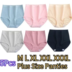 5db Vegyes színű női bugyi pamut XXL XXXL nagyméretű női magas derekú fehérnemű alsónadrág трусы женские Seamless Hot