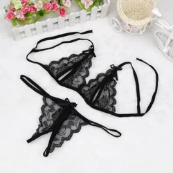 Sieviešu seksīga apakšveļa, pilns komplekts, elpojošs, mežģīņu dāmu, atvērts kājstarpes G-strings un īpaši plānas bralettes, mīkstas, plānas siksnas krūšturis 브래지어