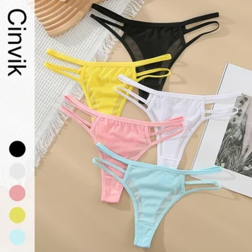 CINVIK Sexiga stringtrosor i tunna nät Transparenta Kvinnor Underkläder G-string Strings med låg midja Trosor Ihåliga Spårlösa Trosor Tangas