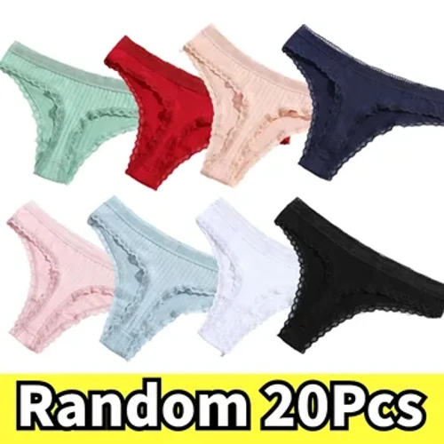 Seksi Lace Thongs Warna Acak 1/5/10/20Pcs Banyak Wanita Katun Celana Dalam Kulot Femme трусы женские G-string Celana Pinggang Rendah