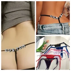 G-Strings Sexy Girl's Customized with Sparkling Letters Thong Women's Breathable Bikini Personalized Waist Chain Party Gift