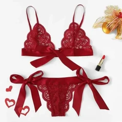 Szexi csipke fehérnemű szett érzéki női hollow Out átlátszó női erotikus fehérnemű szett pornó melltartó Szex G-string bugyi fehérnemű