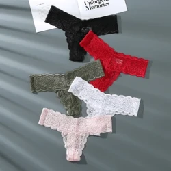 Ženske spodnje hlačke Transparent G-String spodnje perilo Modna čipka Thong seksi spodnjice mehke spodnje perilo nizko dvig hlačne hlačne barve