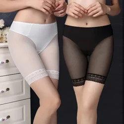 Nainen Ice Silk Tyhjentymättömät Turvahousut Pitsi Ohut Hengittävä Mesh Läpinäkymä Saumattomat Shortsit Alushousut Alusvaatteet Naiset Tytöt