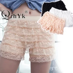 Lace Safety Short Pants Naisten Joustava Vyötärö Lolita Rento rusetti Turvashortsit Alahousut Alushousut Basic Alushousut