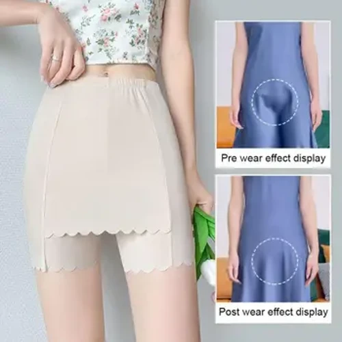 Shorts Sábháilteachta Síoda ​​Oighir Mná Shorts Sraith Dúbailte Ard-Wal Faoi Sciorta Fit caol Pants Sábháilteachta Gan uaim Panty Fo-éadaí Samhraidh