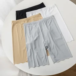 Seamless Ice Seid Sécherheet Short Hosen Fraen Dënn Plus Gréisst Héich Taille Ënner Rock Boxer Hosen Anti Rub Uewerschenkel Sécherheet Shorts