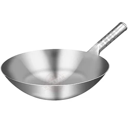 Chảo thép không gỉ Chảo 32cm và Chảo xào Chảo đáy tròn Nồi nấu nhẹ của đầu bếp dùng cho lửa mở bằng gas