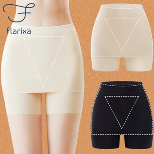 Flarixa Cao Cấp Hai Lớp Quần Short Dưới Váy Ôm Vừa Vặn Liền Mạch Quần An Toàn Mùa Hè Boyshorts Nữ Ice Silk Quần Short An Toàn