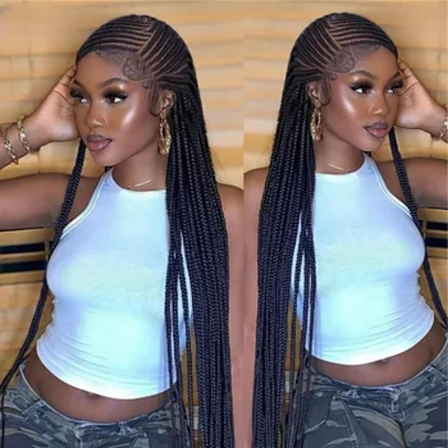 Perucas trançadas frontais de renda sintética de 36 polegadas para mulheres negras 13x6 renda frontal com cabelo de bebê perucas afro-americanas