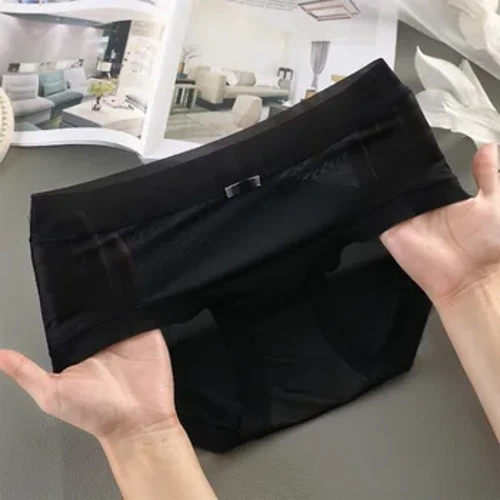 Eis Seide Höschen für Damen Sexy Transparente Slips Nahtlose Atmungsaktive Mittlere Taille Unterhose Bequeme Weiche Unterwäsche Damen