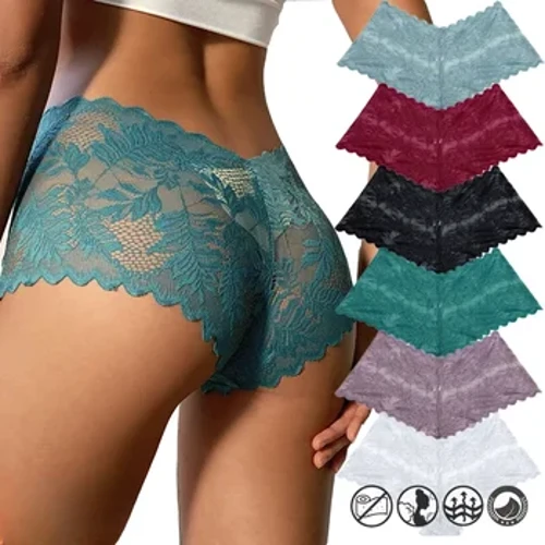 Suruali ya Wanawake ya 2023 ya Lace ya kuvutia Mtazamo wa Maua Nguo ya chupi ya Rangi Imara Intimates Boyshort Mwanamke V-Kiuno Breathablle Nguo ya Ndani Laini