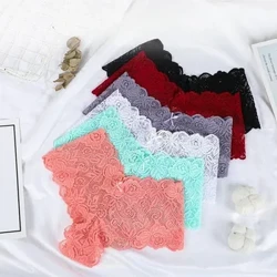 1 adet seksi çiçek dantel nefes Intimates kadın iç çamaşırı kadın örgü külot perspektif iç çamaşırı düşük bel düz renk külot