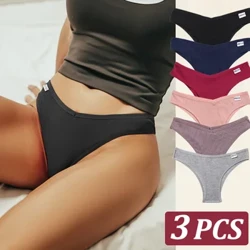 3 db/szett Női pamut bugyi Szexi V deréknadrág T-hátú brazil alsónadrág Női M-XL fehérnemű Lányok Légáteresztő Intim