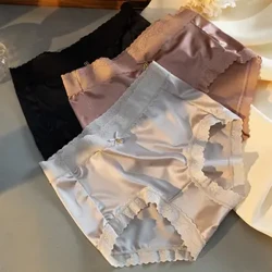 Quần lót lưng cao dành cho nữ với vải lụa băng liền mạch mùa hè Quần lót tam giác mỏng, đơn giản và thoải mái