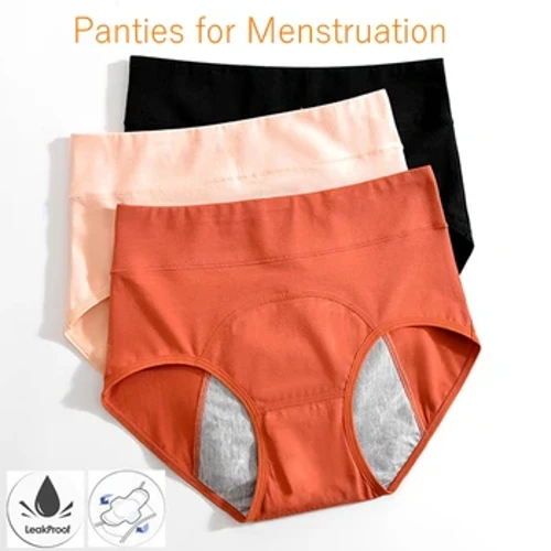 Bugyi menstruációhoz Pamut menstruációs bugyi Magas derekú alsónemű Culote Menstruelle Szivárgásmentes Bragas Menstruales