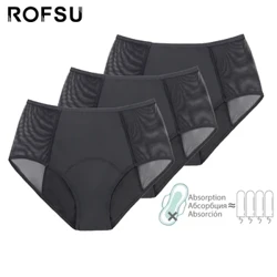 3 stk High Flow Menstruasjonsperiode Truser Kvinner Postpartum Undertøy Sømløse blonder 4 Layer Plus Size Undertøy Lekkasjesikre bukser