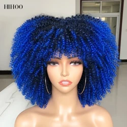 Qora ayollar uchun portlashli qisqa Afro jingalak jingalak peruk Cosplay Lolita tabiiy sochli Ombre aralash jigarrang sintetik afrikalik peruklar