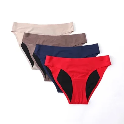 Panties Cyfnod Dillad isaf gwrth-ddŵr gwrth-ficrobaidd rhad ar gyfer briffiau di-dor y gellir eu hailddefnyddio panty mislif amsugnol