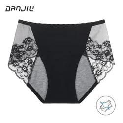 Absorbe una pequeña cantidad de algodón período fisiológico a prueba de fugas bragas menstruales Sexy encaje transpirable mujer Calcinha ropa interior