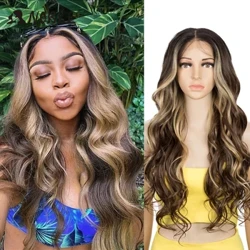 Wig flaen Las Cosplay Nobl 30 modfedd Las tonnog hir 360 0mbre Wig melyn Coch Affricanaidd Americanaidd Synthetig Wigiau ar gyfer Merched Du