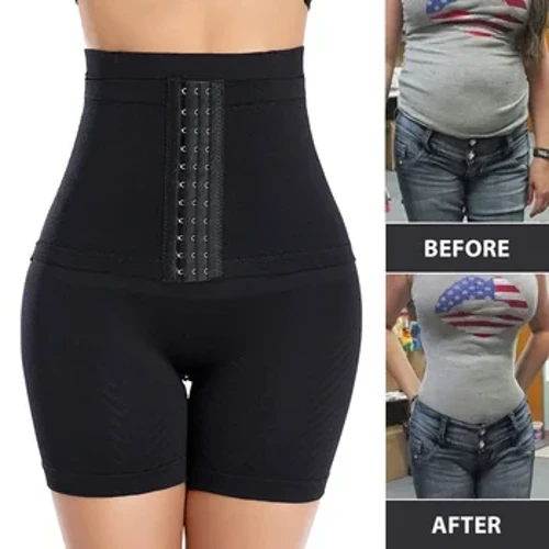 Emakumezkoen sabeleko kontrola giltzadun ipurdi-altxatzailearekin Shapewear Kuleroak Gerri altuko entrenatzaileak Emakume argaltzeko gorputz moldatzaileak Tamaina handiko galtza motzak
