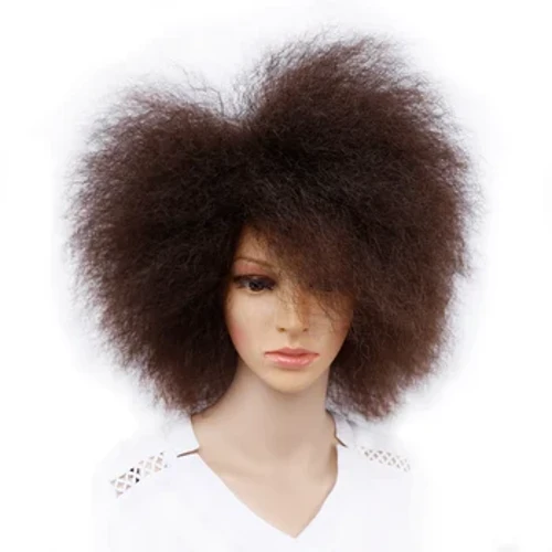 Amir Perucă Afro scurtă sintetică Kinky Curly Fibră naturală de înaltă temperatură Perucă dreaptă Yaki pentru femei Vin Roșu Maro Negru