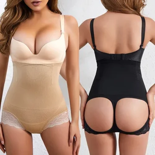 Hoʻonui ʻia ka nui o ka ʻōpū hoʻomalu i loko o ka ʻōpū wahine ʻo ka hoʻoheheʻe ʻana i ke kino Sexy Lace Hōʻike ʻana i nā ʻūhā Slim Underwear High Waist Butt Lift Seamless Shapewear