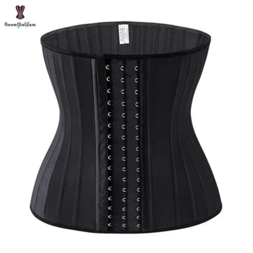 Kem Đen 3 Móc Và Mắt 25 Thép Booned Cao Su Eo Huấn Luyện Fajas Viền Tất Dây Thắt Lưng Plus Kích Thước Quần Lót Corselet phụ Nữ