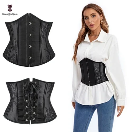 4 Brooches Wahine 25.5CM 10.14 Iniha Underbust Corset Floral Lace Trasparent Tummy Shaper Breathable Waist Cinchers Plus Size