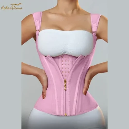 Fajas Colombianas – Corset d'entraînement à la taille à Double Compression pour femmes, avec fermeture éclair réglable en os et yeux à crochet, ventre plat modelant le corps