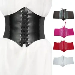 Corsetto alla moda Cinture larghe Cintura in ecopelle dimagrante modellante per il corpo per donna Vita alta elastica attillata per l'uso quotidiano