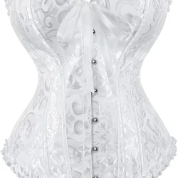 Bijeli korzet top plus velicina zene bustier overbust seksi donje rublje na cvjetni cvjetni vintage viktorijanski modni crni crveni DropShipping