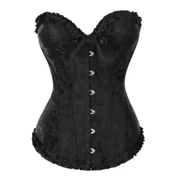 Corset Vintage YBFDO Barr Bustier Sexy mBan Overbust Corselet blús Lása Suas Brocade Gotach Floral Faisean Retro Meánaoise