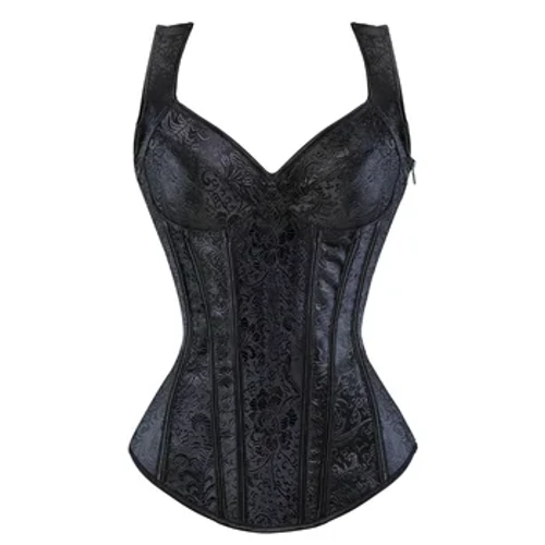 Phụ Nữ Áo Dây Đen Overbust Áo Plus Kích Thước Hoa Dạ Nỉ Áo Dây Kéo Đầu Gothic Phong Cách Khoa Học Viễn Tưởng Áo Áo Ngực