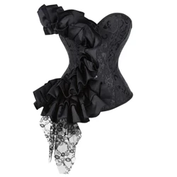 Đen Áo Ngực Và Áo Top Xù Ren Trang Trí Gothic Eo Huấn Luyện Tập Toàn Thân Gợi Cảm Overbust Nịt