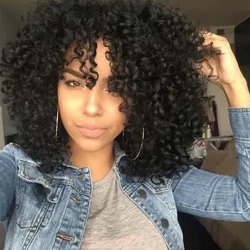 MUMUPI Parrucche ricci afro crespi corti per donna Parrucche sintetiche Capelli resistenti al calore Soffici capelli neri naturali afroamericani
