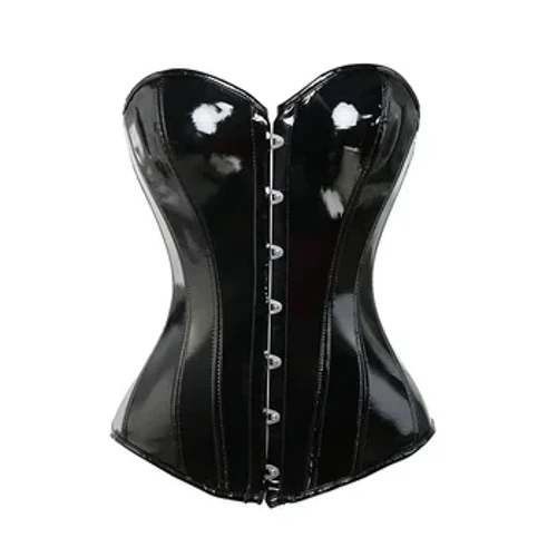 Đen PVC Áo Ngực Sáng Bóng Da PU Phong Cách Khoa Học Viễn Tưởng Áo Tập Toàn Thân Nữ Basque Gợi Cảm