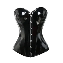 Đen PVC Áo Ngực Sáng Bóng Da PU Phong Cách Khoa Học Viễn Tưởng Áo Tập Toàn Thân Nữ Basque Gợi Cảm