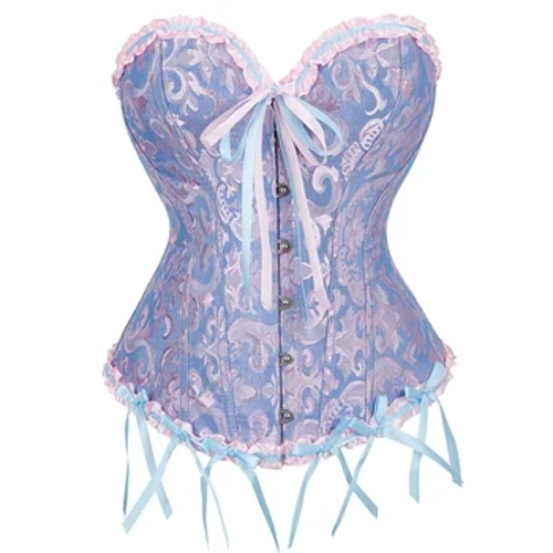 Jacquard Korsett Topp Bustier Overbust Kvinner Sexy Snøring Utbenet Brokade Undertøy Basker vintage festkostyme