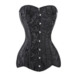 Gothique Femme Corset Long Torso Éadaí Sexy Korse Jacquard Cruach Boned Bustier 6XL Móide Méid Korsett Mná Steampunk Gorset